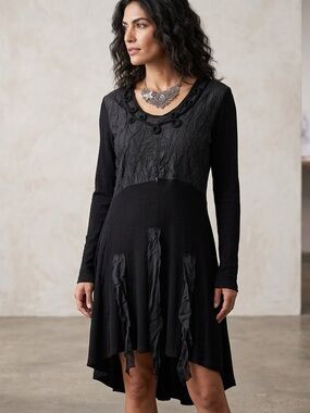 Caty Lesca  Edgy Goth Multiple Material Mini Dress